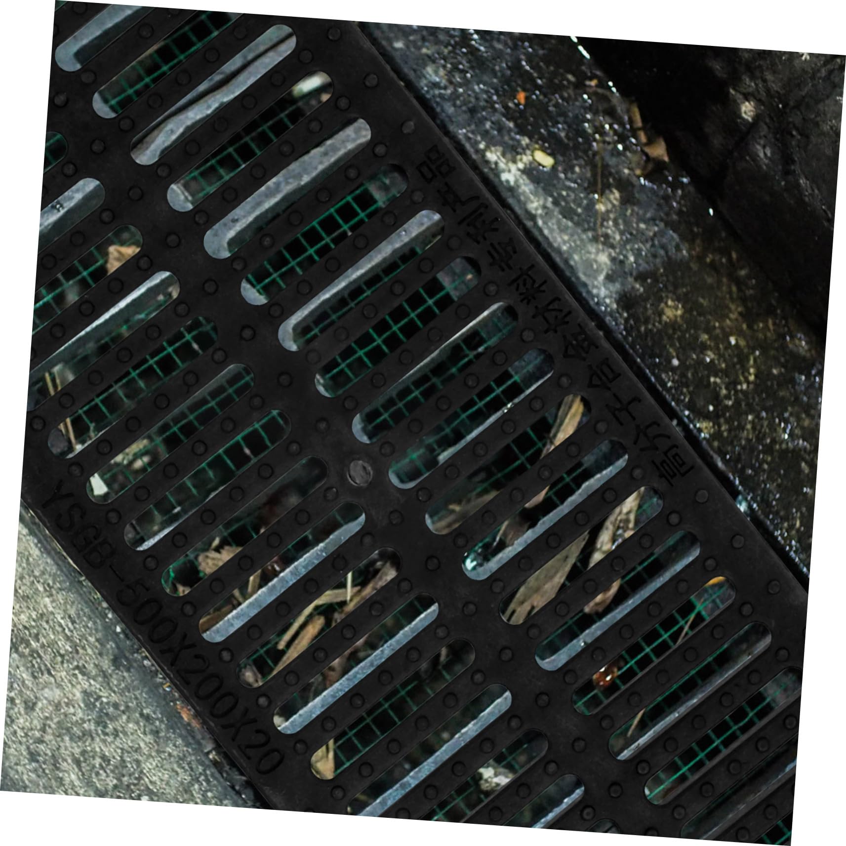Wymienna pokrywa kanalizacyjna z żywicy, 500 x 200 x 20 mm, plastikowy ruszt odpływowy do drenażu zewnętrznego, profesjonalny ruszt do wykopów do kuchni i użytku miejskiego, wytrzymała ochrona