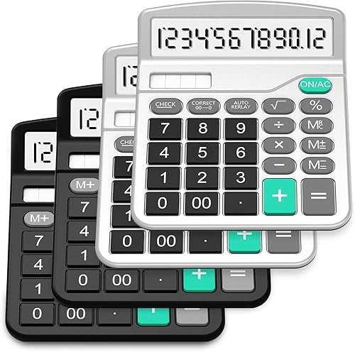Calculadora, Splaks - Calculadoras de escritorio funcionales estándar, batería solar y AA, calculadoras electrónicas de oficina de doble potencia