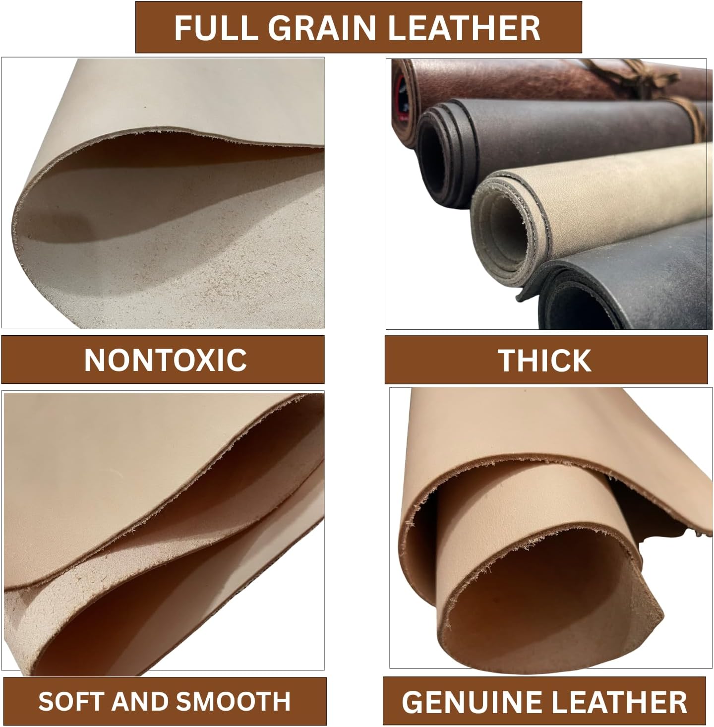 Appurbo Premium 12"X24" Full Grain Vegetable Tanned Leather Sheet – 2,0mm Thick Chrome Free Cowhide for Tooling, Carving & Leathercraft – Ethically Sourced from Bangladesh (Off White)