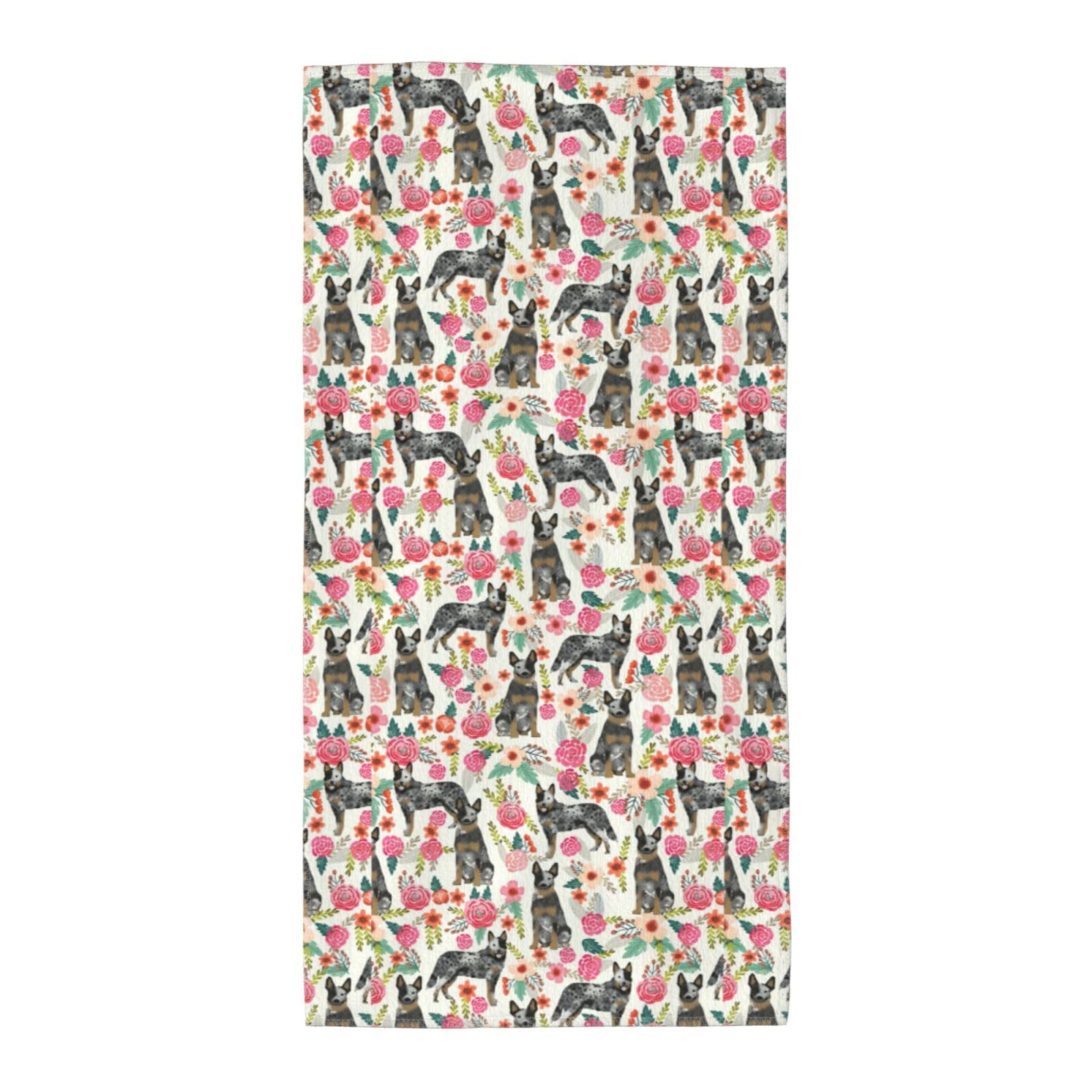 SDEGTHO Cattle Dog Florals Soft Absorbent Long Towel For Gym Sports Picnic Leisure Use