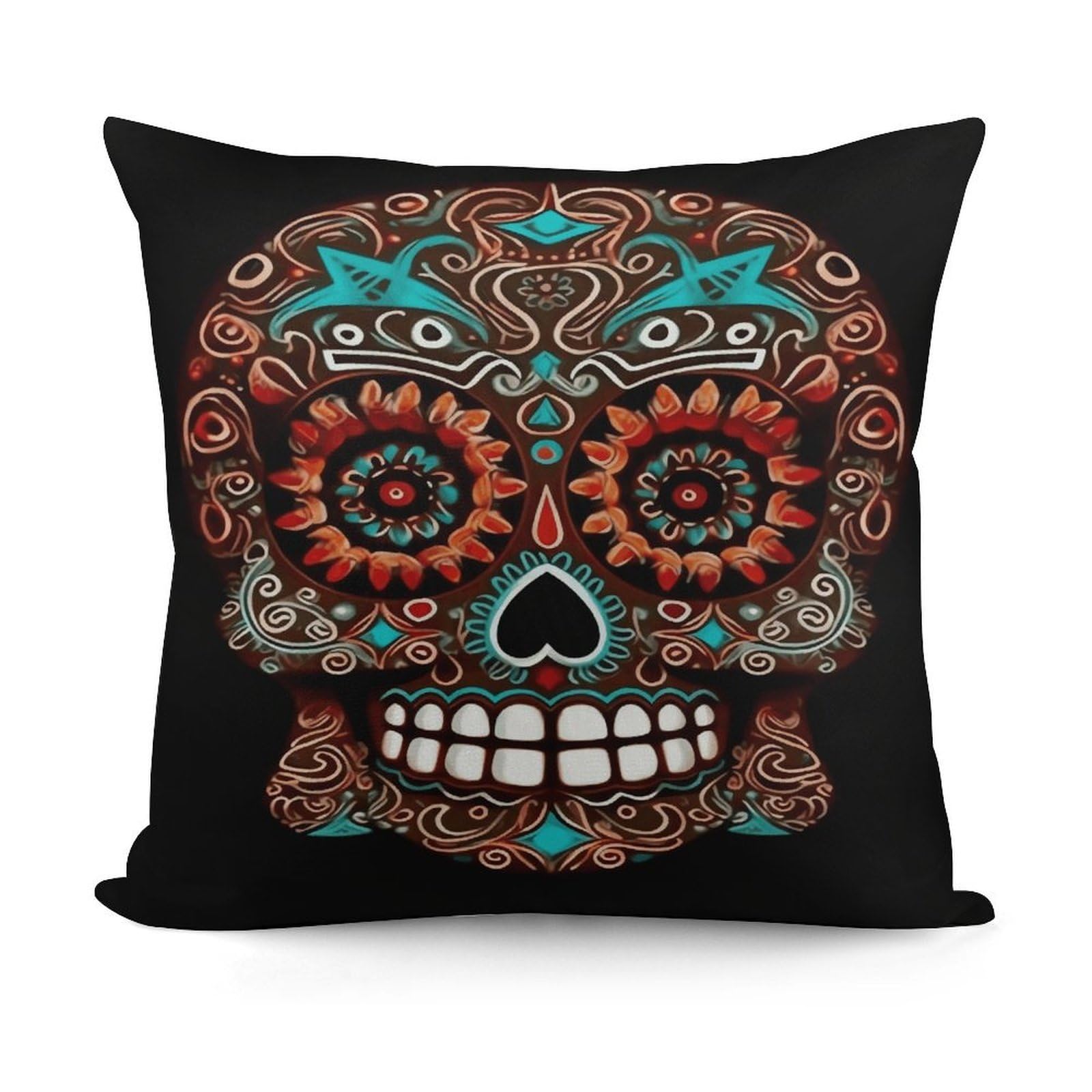 Adfgyerh Style Sugar Skulls Day Of The Dead Decorative Pillow Covers, Throw Pillow Covers Soft For All Seasons, Pillowcases For Couch Living Room Sofa Bedroom 18X18 Inch