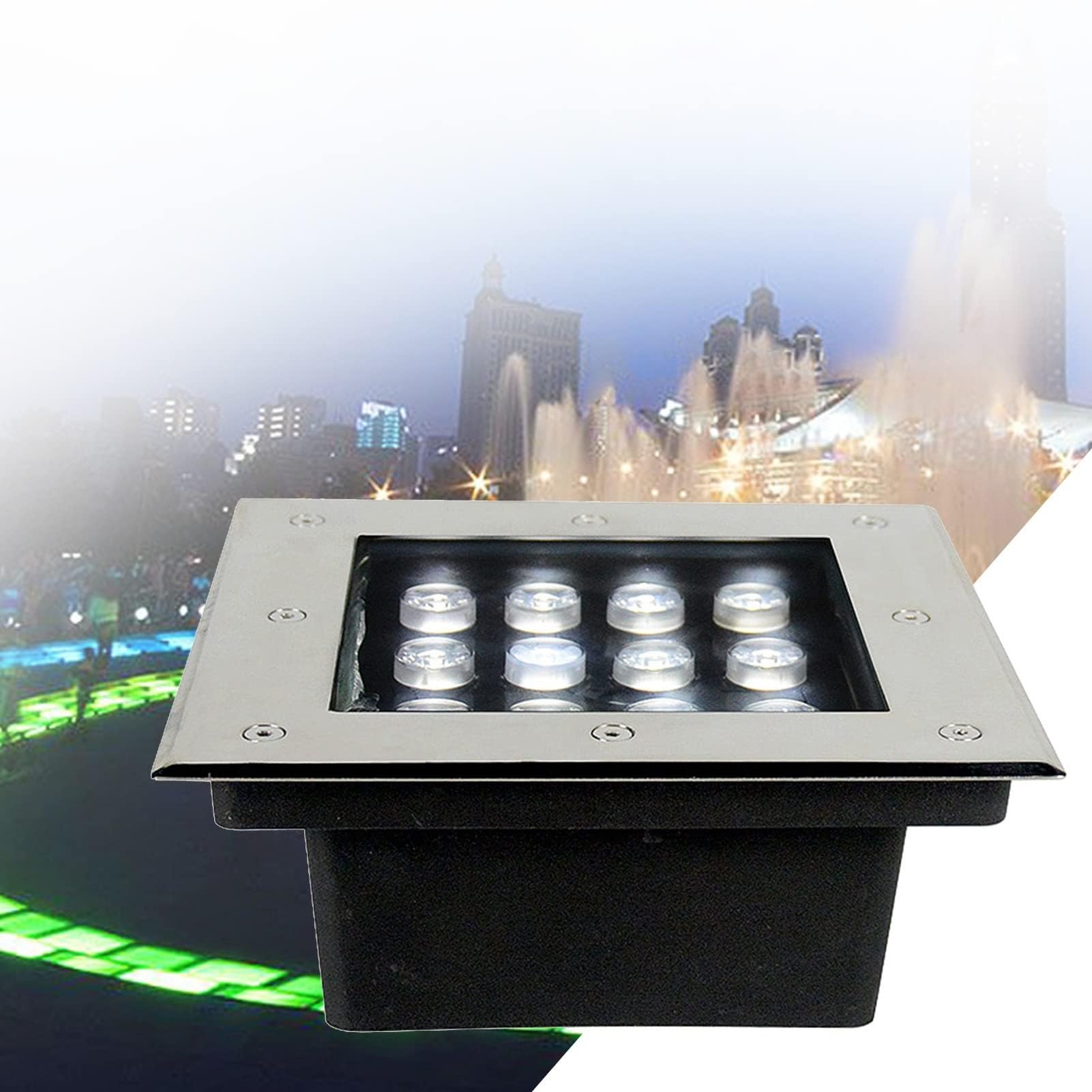 Zewnętrzne wbudowane oświetlenie LED, zakopane oświetlenie ogrodowe, zewnętrzny reflektor LED, wodoodporny reflektor LED IP66, na taras ogrodowy, ścieżki oświetlenia basenów ( Kolor: Jasnożółty