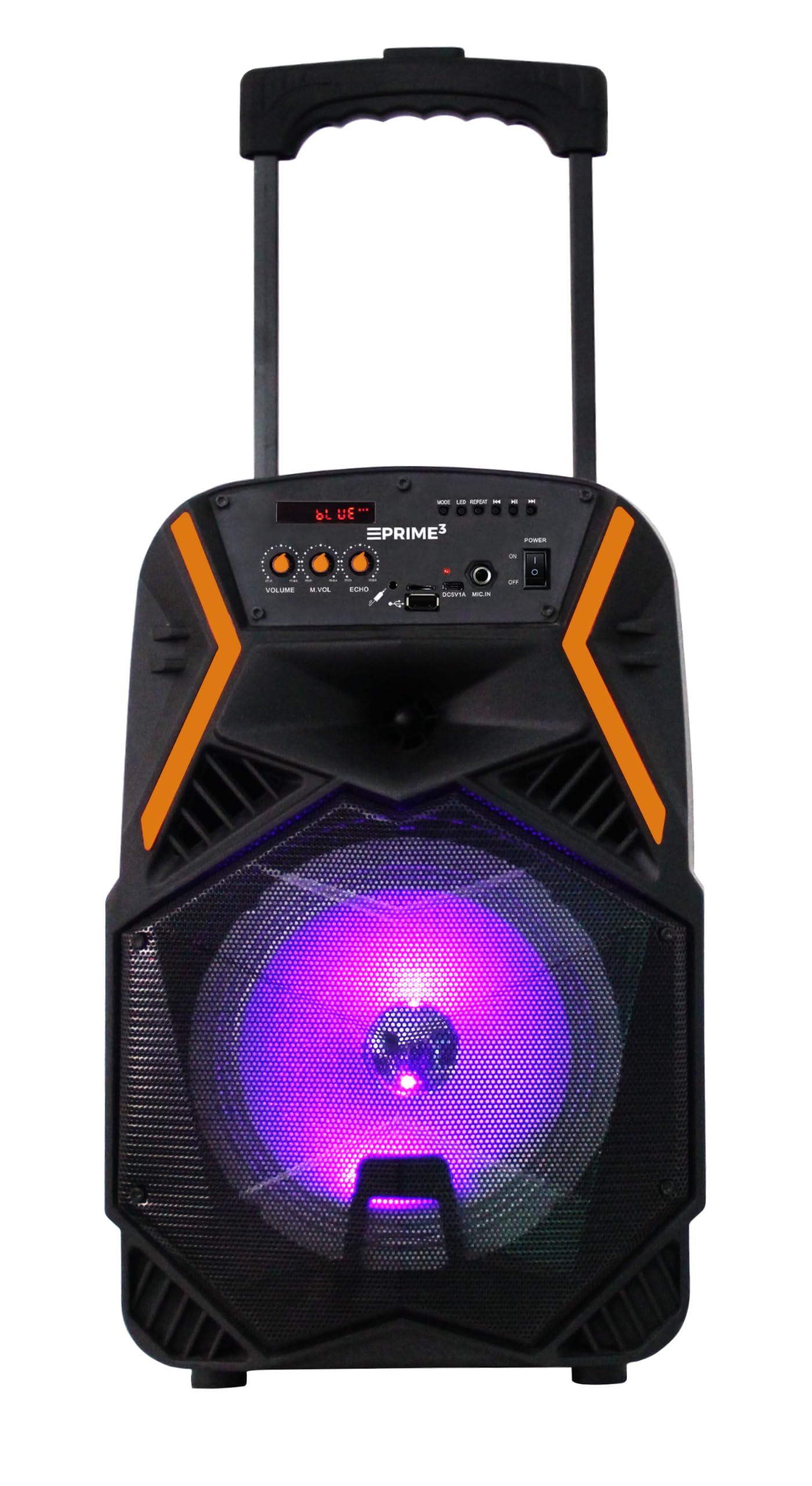 PRIME3 -Głośnik Bluetooth - System Audio i Karaoke - 1600 W P.M.P.O., Mikrofon Bezprzewodowy, Oświetlenie LED, USB, AUX, microSD, Equalizer i Pilot w Zestawie - APS22 BLAZE