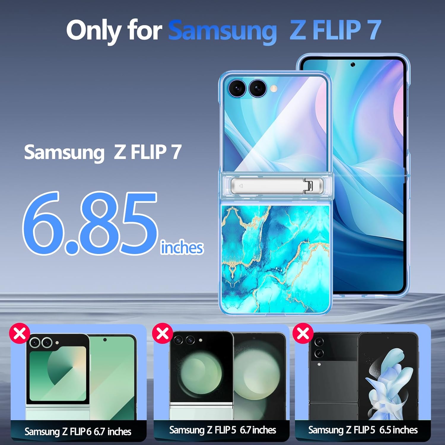 Casetego for Galaxy Z Flip 7 Case Magnetic,[Compatible with MagSafe][Built-in Screen Protector][Kickstand][Hinge Protection] Slim Shockproof Cute Women Girl Case for Samsung Galaxy Z Flip 7,Celeste