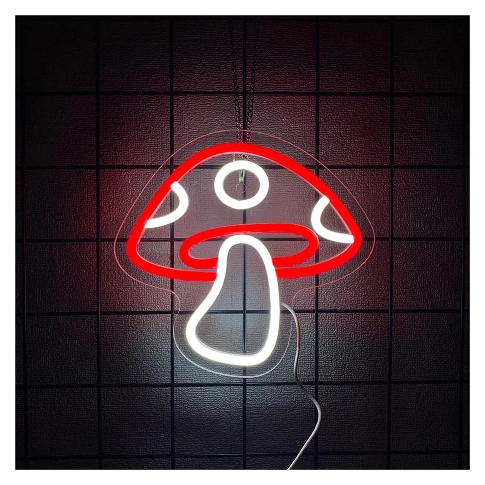 Lemst Red Signs Lamp Mushroom Neon Lights, Usb Powe Light, Easy To Install, Bedroom Mushroom Lights 22Cmх23cm(Red)