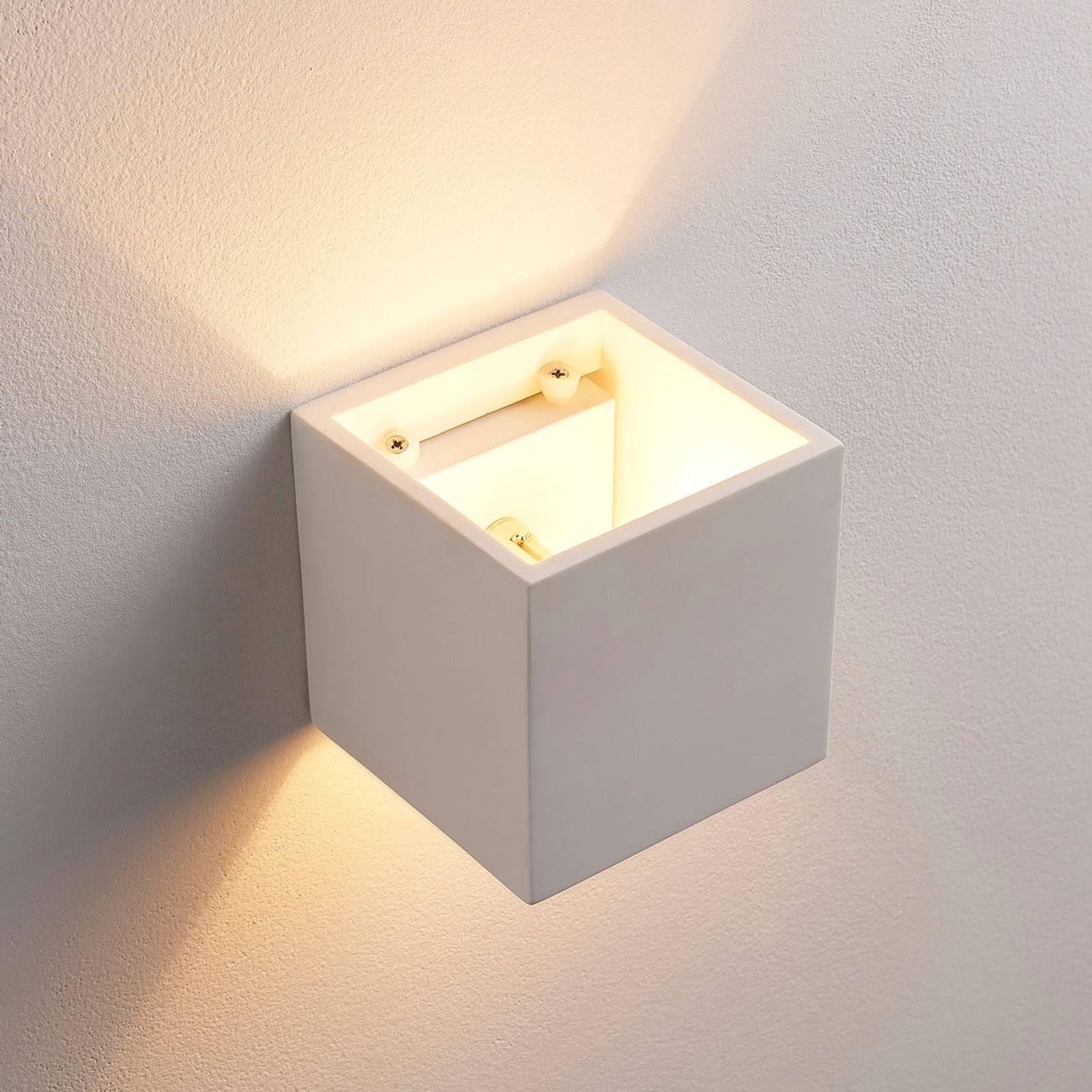 Lindby wandlamp 'Colja' (modern) in Wit uit gips/klei o.a. voor woon-/ eetkamer - wandlamp, muurlamp, wandverlichting