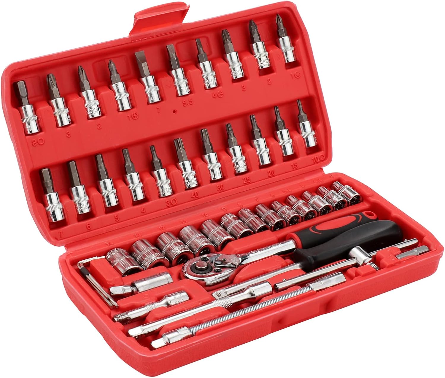 Youyijia 46 PCS Socket Wrench Set 1/4" Wrench Set Mechanical Tool Set