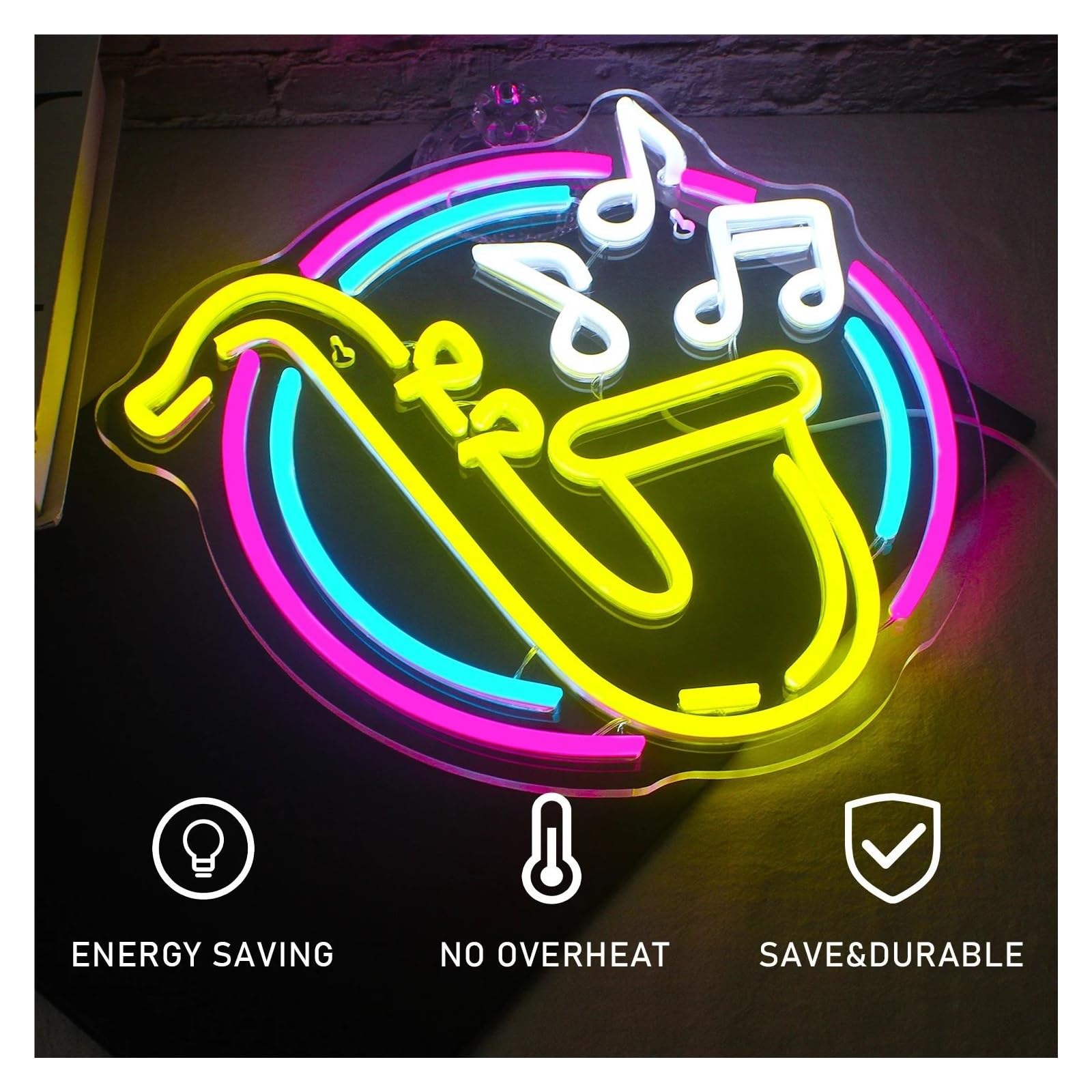 cartelli al neon personalizzati Insegna Al Neon Con Sassofono, Luci Al Neon A Per Decorazioni Da Parete Musica Jazz Luci Per Studio Dal Vivo Aule Feste Illuminate 32cmx31cm