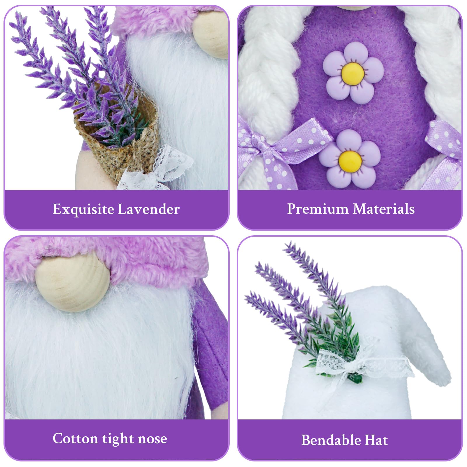 Gnomo svedese primaverile in peluche lavanda decorazione per la casa regalo fatto a mano viola per cucina vassoio