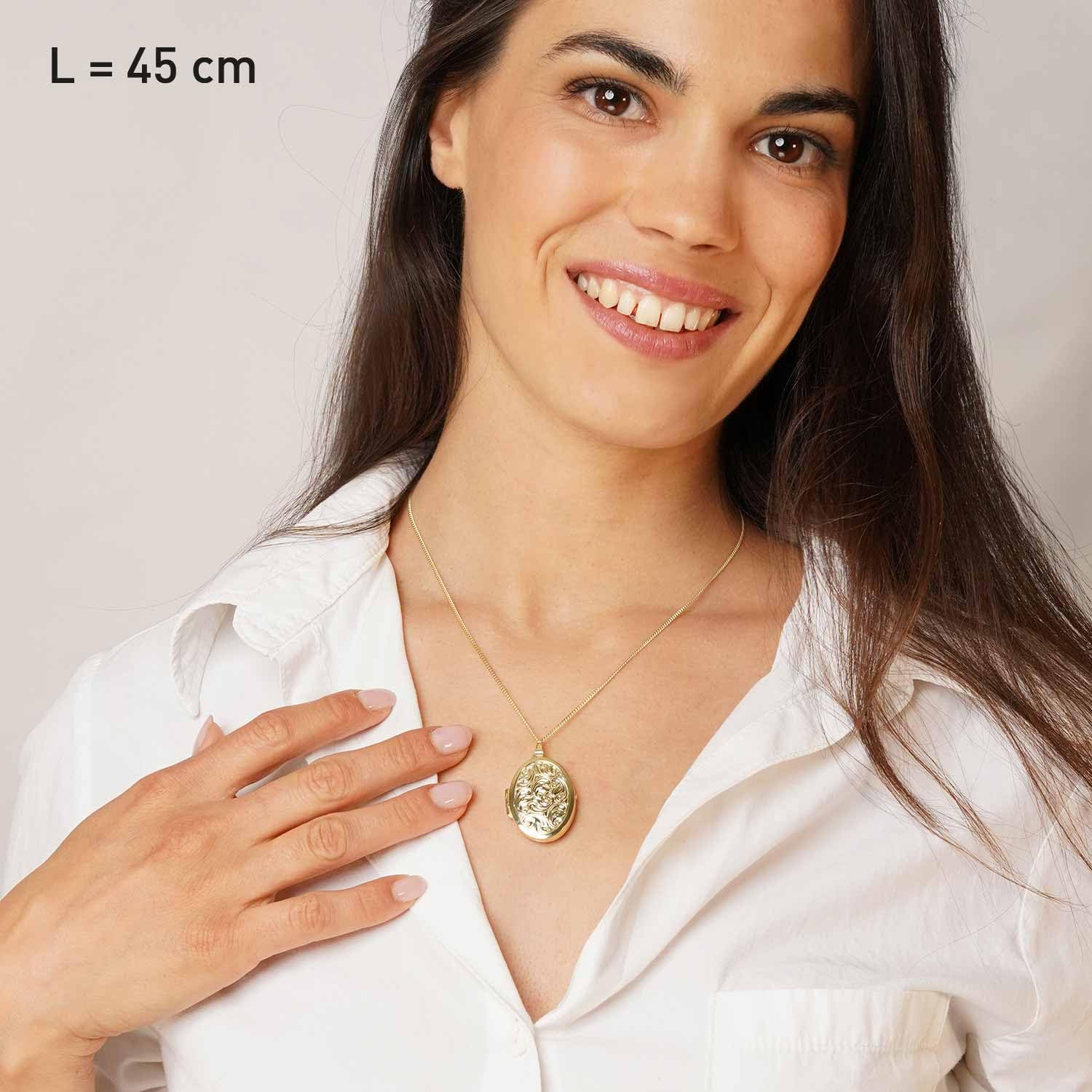 trendor Damen-Kette mit Medaillon 925 Silber vergoldet 15548