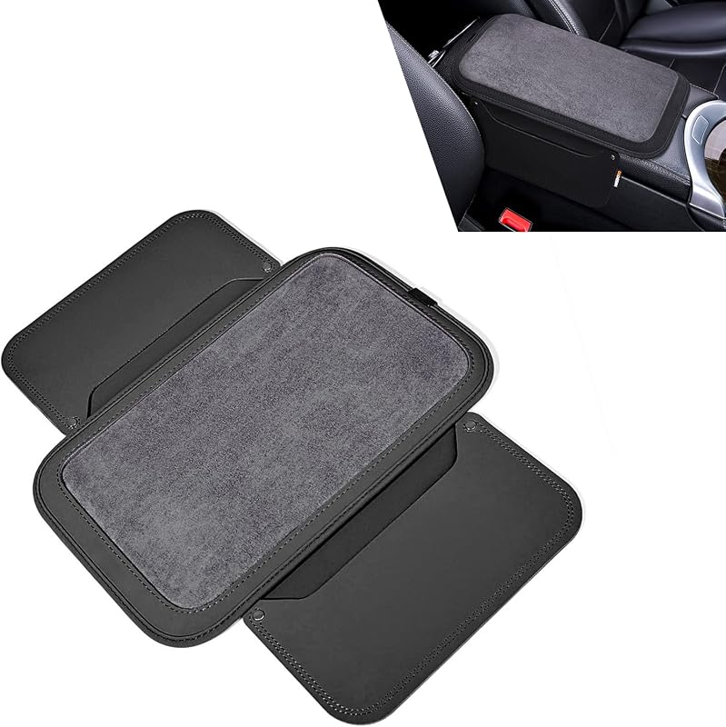 Capa para console central automotivo lekiliky com apoio de braço felpudo e bolsos laterais – Preta