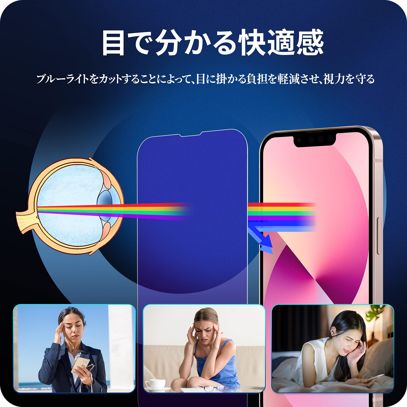 iPhone 13 mini 128GBブルー、NIMASO保護フィルム1枚付き Amazon | NIMASO ブルーライトカットガラスフィルム iPhone13