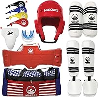 Vista 7 de Artes marciales Taekwondo Sparring Gear Equipo Set Headgear Shin Instep Brazo Pecho Bolsa de protección bucal
