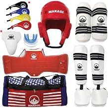 Martial Arts Taekwondo Sparring Gear Equipment Set Headgear Shin Instep Arm Chest Mouthguard Bag