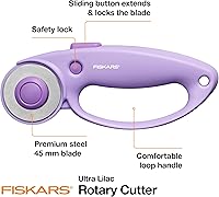 Vista 3 de Fiskars Cortador giratorio Loop, colección Explore Ultra Lila, cuchilla de acero de precisión para tela, fieltro y vinilo, 45 mm