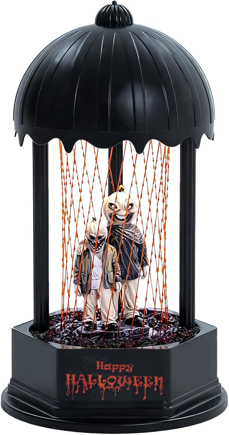 Pumpkin Brothers Oil Rain Lamp – Halloween Sculptural Mood Lighting with Blood Rain Drops, Customizable Display Stand & Aroma Diffuser, Spooky Ambience Décor for Home & Commercial Spaces