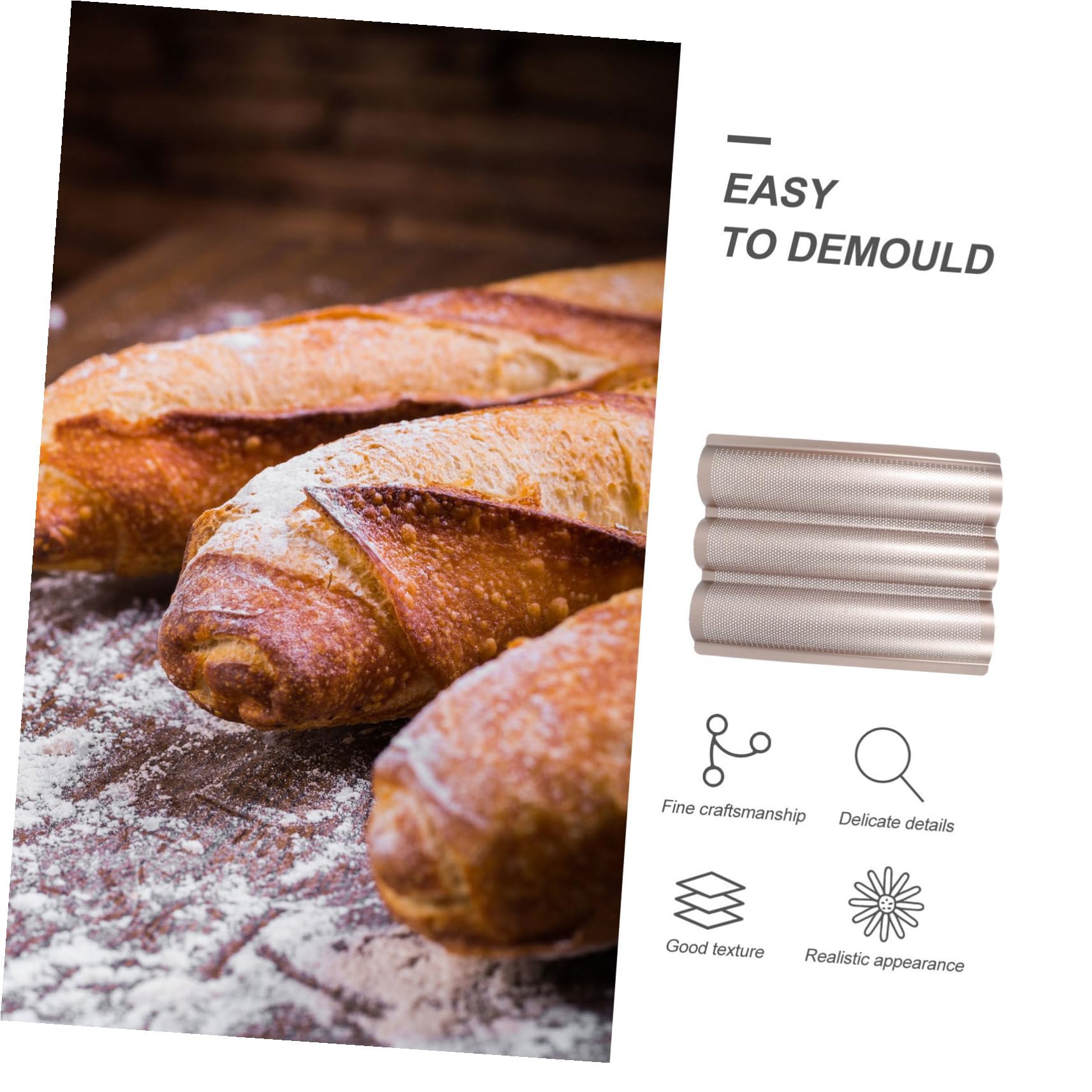 TOYANDONA Baguette Backform aus Antihaft Material mit Geschlitztem Design für Französisches Brot Backblech Brotbackform Küchenhelfer