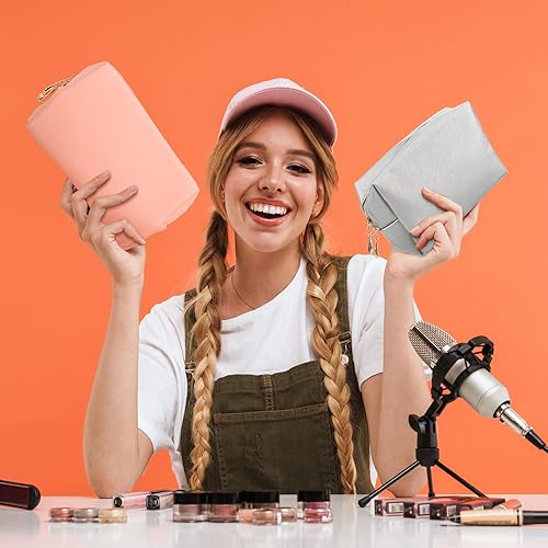 Miniatura 5 de Jexine 12 bolsas de maquillaje pequeñas resistentes al agua, de piel sintética, bolsa de cosméticos de viaje, mini bolsa de viaje, con cremallera,