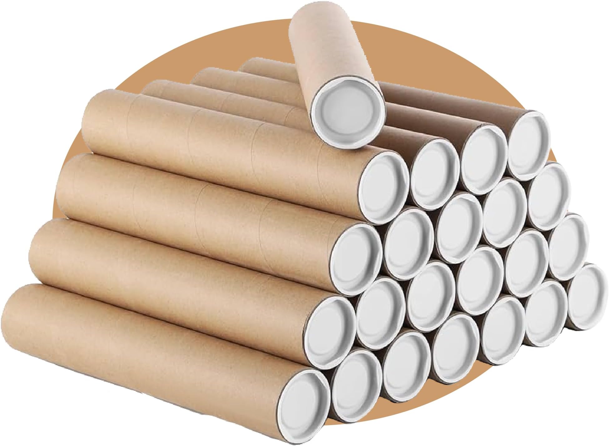 PACKZONE A3 Postal Tubes with Lids โ Pack of 5 Heavy-Duty Cardboard Tube for Mailing Posters, Documents & Artwork, Packaging Roll with Plastic End Caps โ Parcel, Posting & Shipping Tubes
