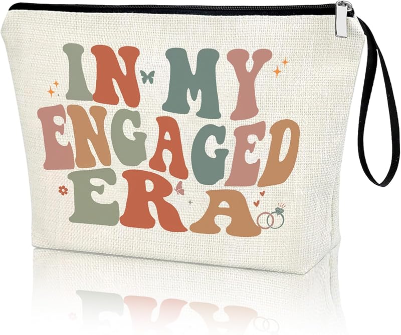 Necessaire de maquiagem Creakraft com zíper IN MY ENGAGED ERA, branca