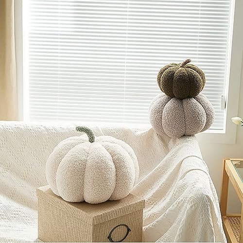 Miniatura 6 de Almohada de felpa de calabaza, bonita calabaza simulada de peluche en 3D, ultra suave, para el hogar, sofá, cama, sala de estar, dormitorio,