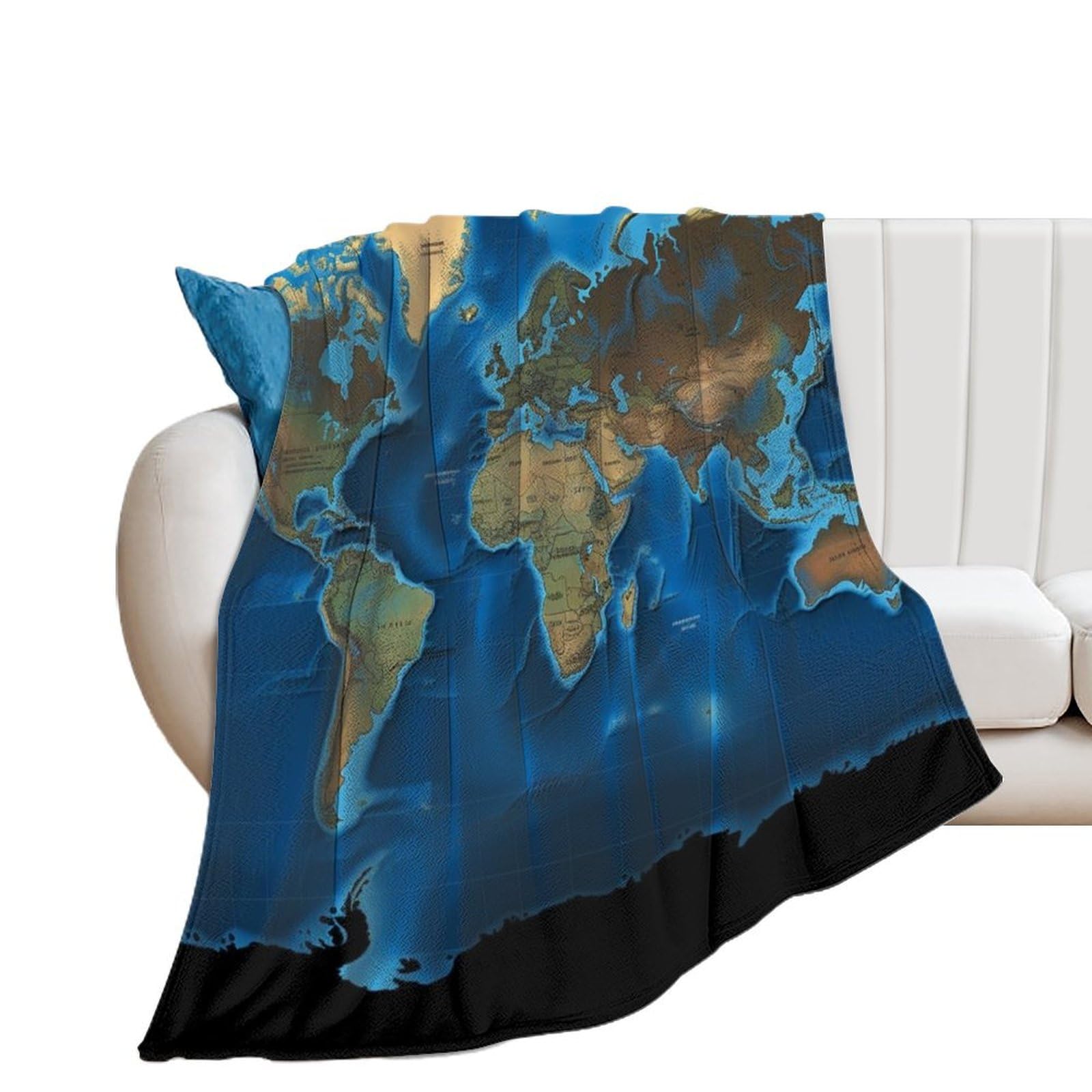 Plaid chaud carte du monde en flanelle légère pour voyage et sofa
