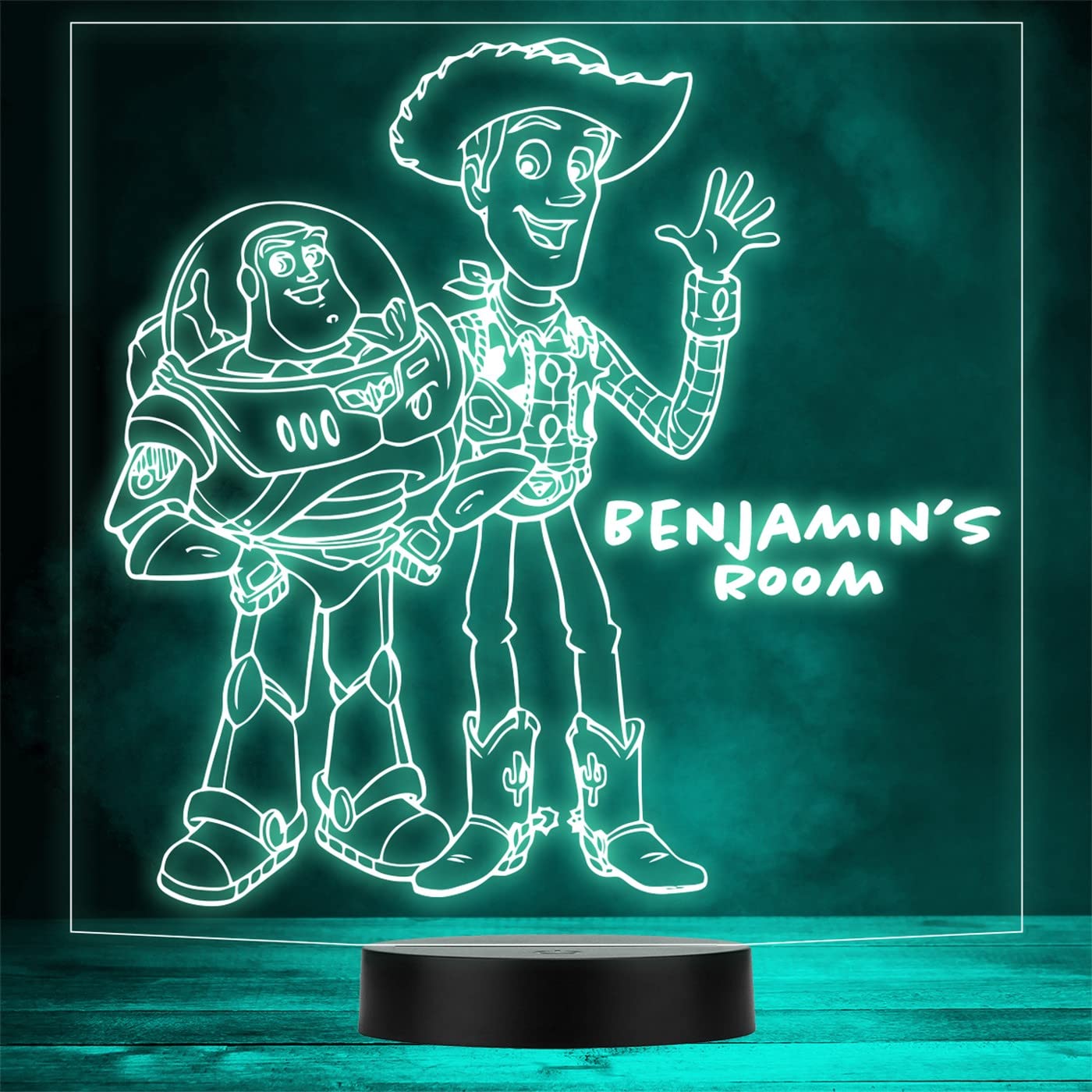 Fingerprint Designs Buzz Lightyear and Sheriff Woody Personalised Gift Colour Night Light