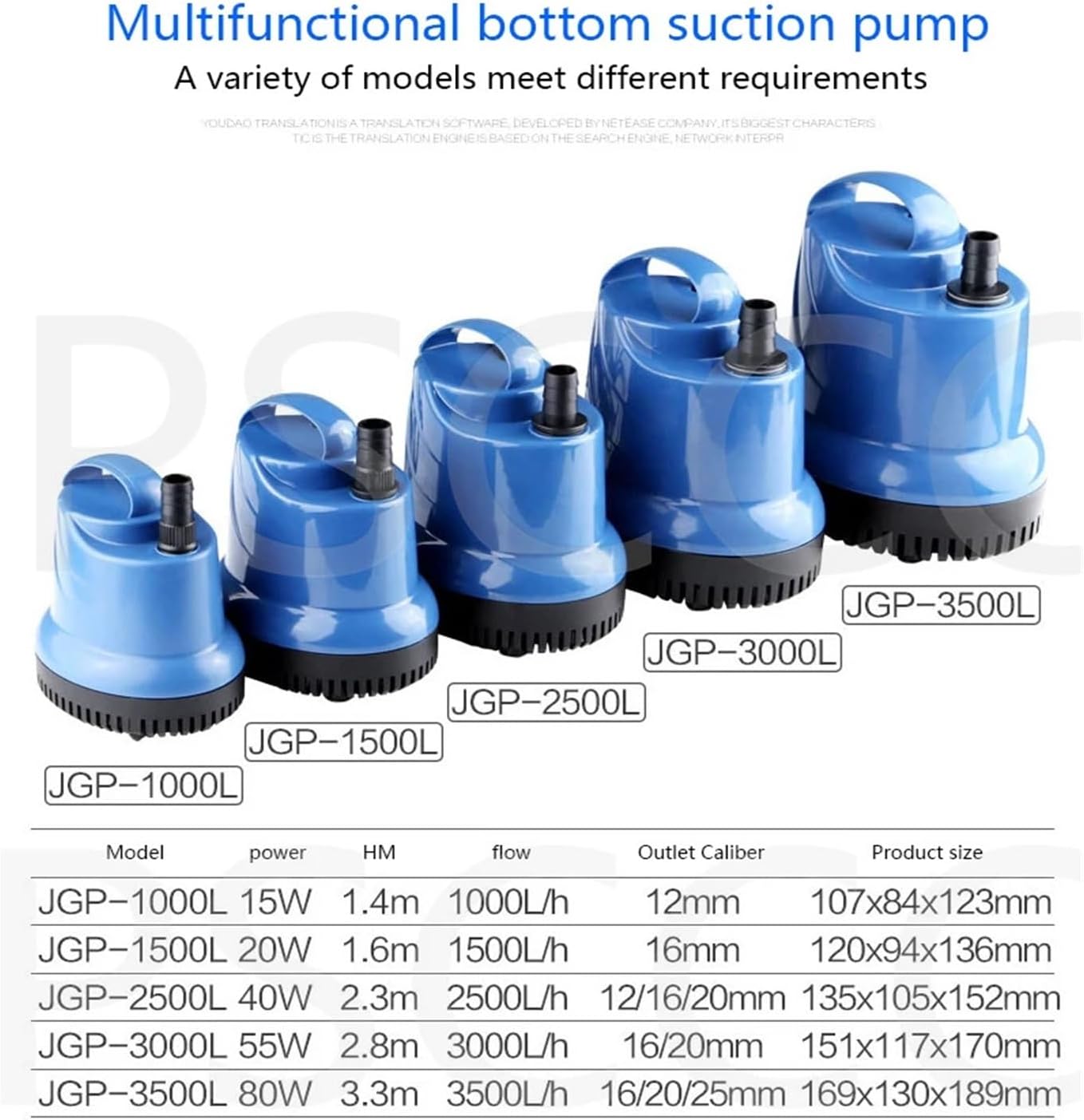 JPG series low water pump, koi pond filter circulation pump, courtyard silent energy-saving submersible pump.(JGP-2500L)