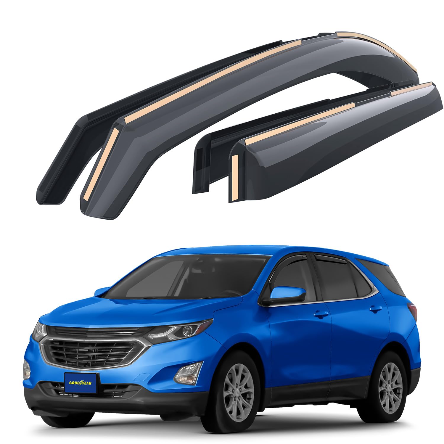 Goodyear Shatterproof Channel Window Deflectors Chevrolet (Chevy) Equinox 2018-2024, Rain Guards, Window Visors, Car Accessories,4 Pieces - GY003489