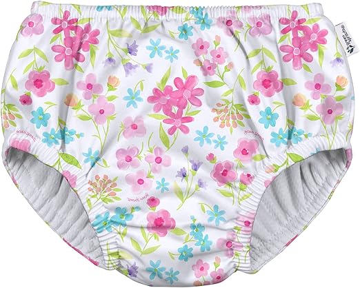 green sprouts baby girls Pull-up Reusable and Toddler Swim Diaper, White Flower Bouqet, 0-6 Month US