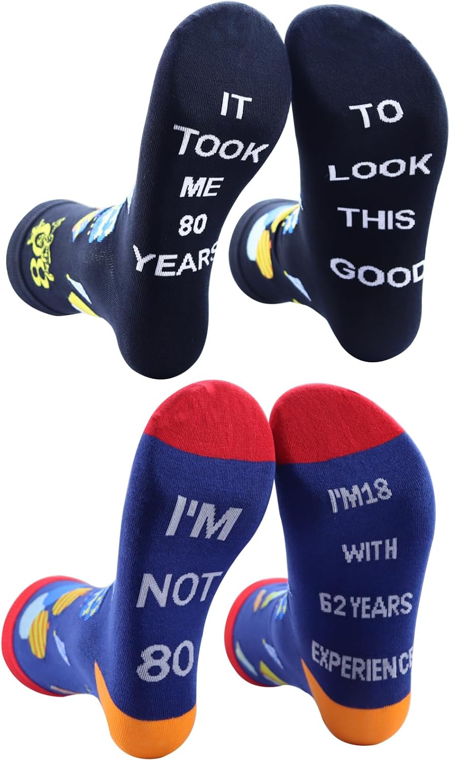 80th Birthday Gifts for Men Funny Fun Crazy Crew Socks Mens Novelty Socks