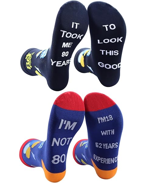 80th Birthday Gifts for Men Funny Fun Crazy Crew Socks Mens Novelty Socks