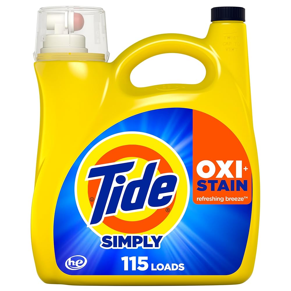 Tide Simply Oxi Boost + Ultra Stain Release, 162 fl oz, 115 Loads, Tough on Stains, Whitens, Brightens, Refreshing Breeze Scent