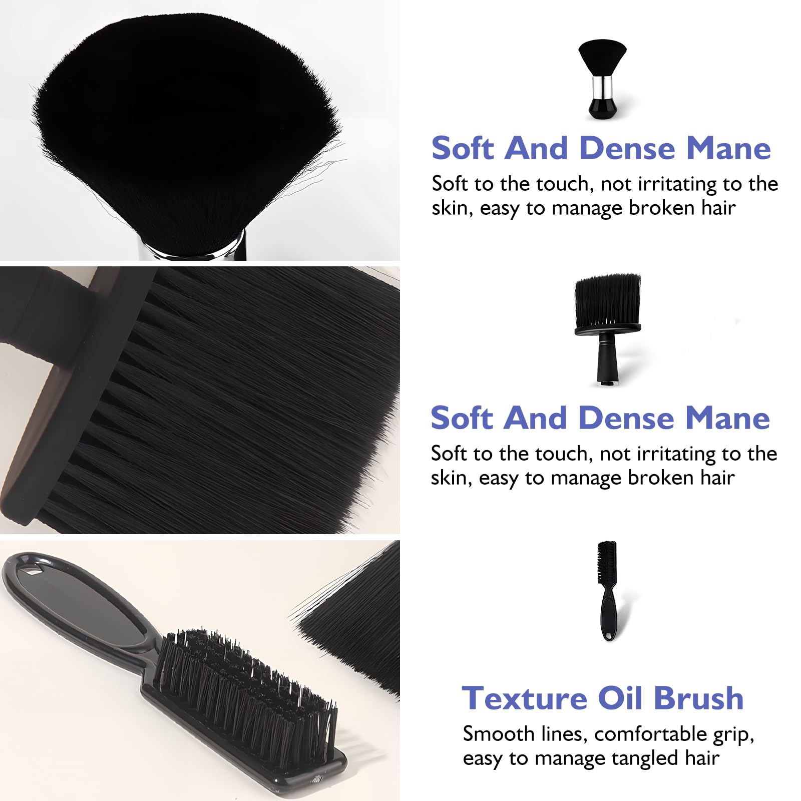 3 Pezzi Pennelli per collo, Barbiere Collo Spazzola, spazzola barbiere, spazzola barba, accessori barbiere, morbido spazzola barbiere per Strumenti di Pulizia per Barbieri