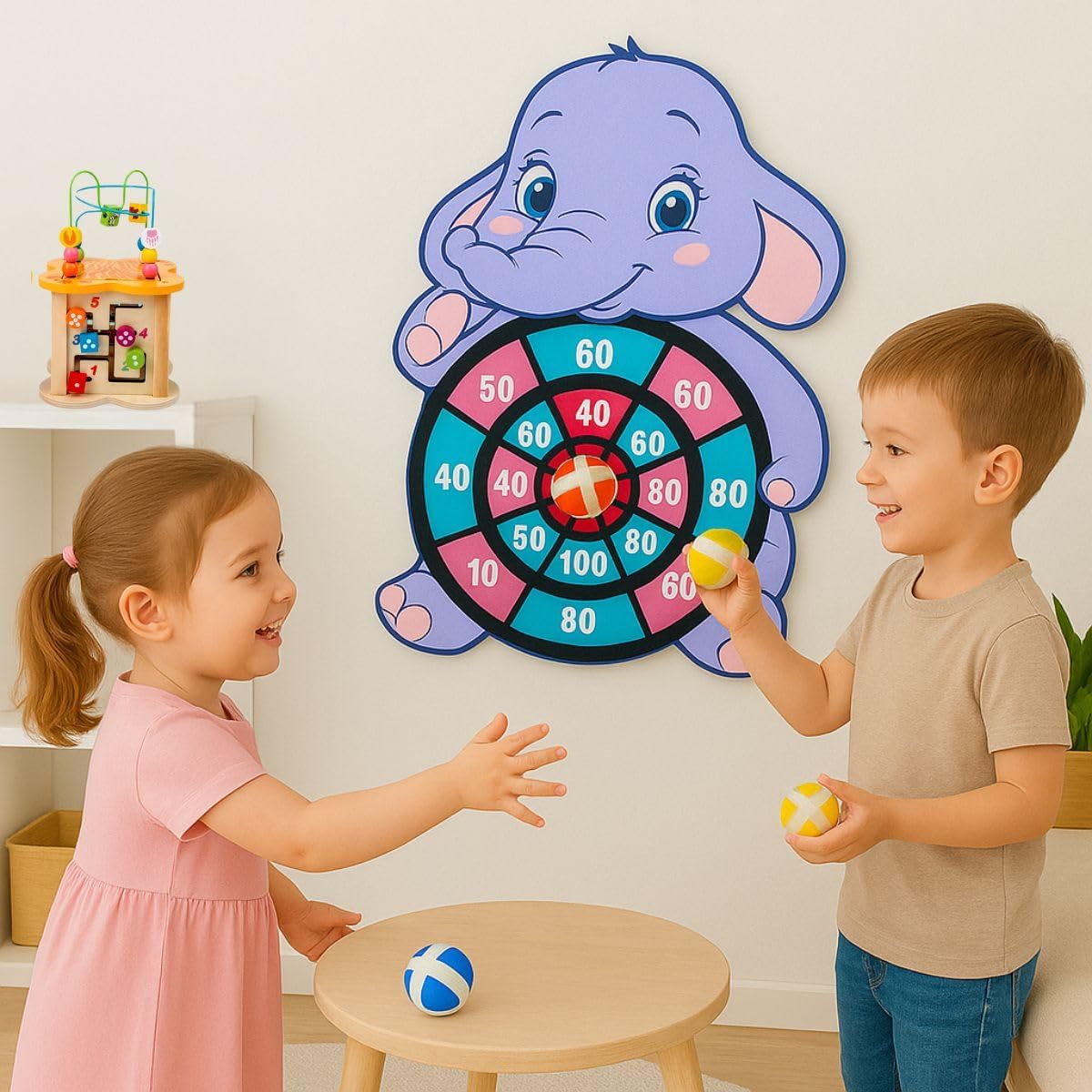 Painel Alvo Infantil Elefantinho 43x30cm com Bolinhas de Velcro – Jogo Educativo de Arremesso, Coordenação Motora, Brinquedo Seguro e Divertido para Crianças Painel Alvo Infantil Elefantinho 43x30cm com Bolinhas de Velcro – Jogo Educativo de Arremesso, Coordenação Motora, Brinquedo Seguro e Divertido para Crianças
