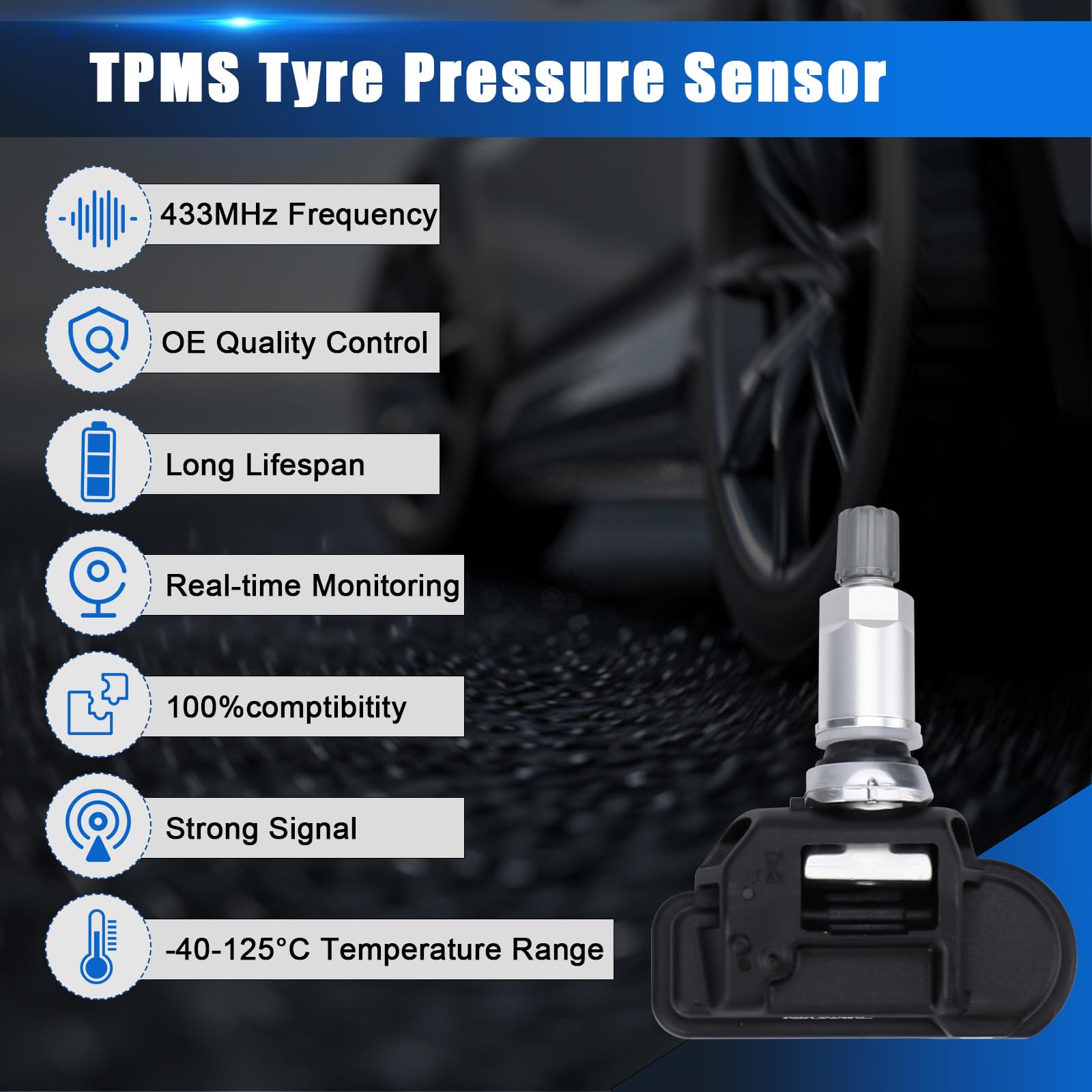 Sensor de Presión de Neumáticos Compatible con Mercedes-Benz C/CLA/GLC/CLS/E/S/Classe GLE W176 W205 C207 W212 RDKS TPMS Compatible con GLCES Classe A B C GL GLA GLK MR 2007-2015 A0009050030