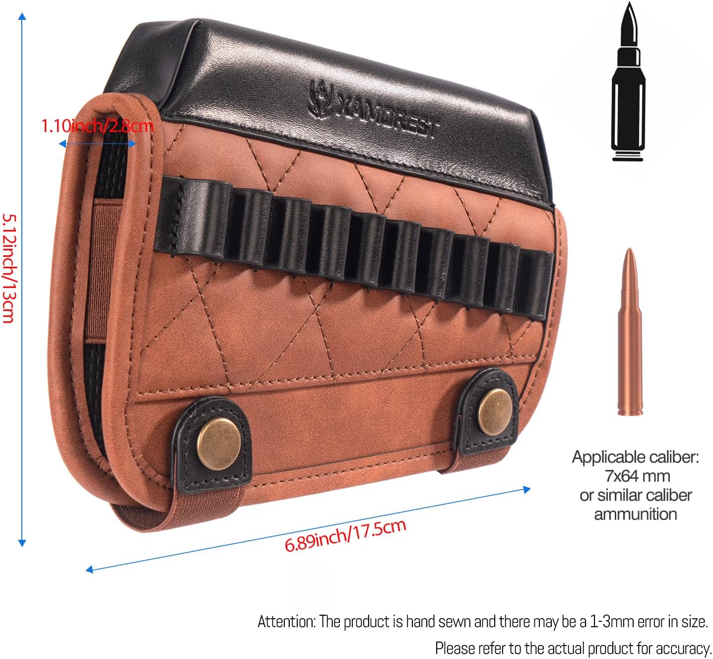 Hunting Buttstock Ammo Cartridge Leather Holder, Rifle Shooting Cheek Rest Riser Pad