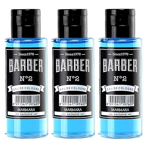 barber marmara Colonia - La mejor opción de peluqueros modernos y ventiladores tradicionales de afeitado n. 2, azul, 1.7 fl oz x 3 botellas