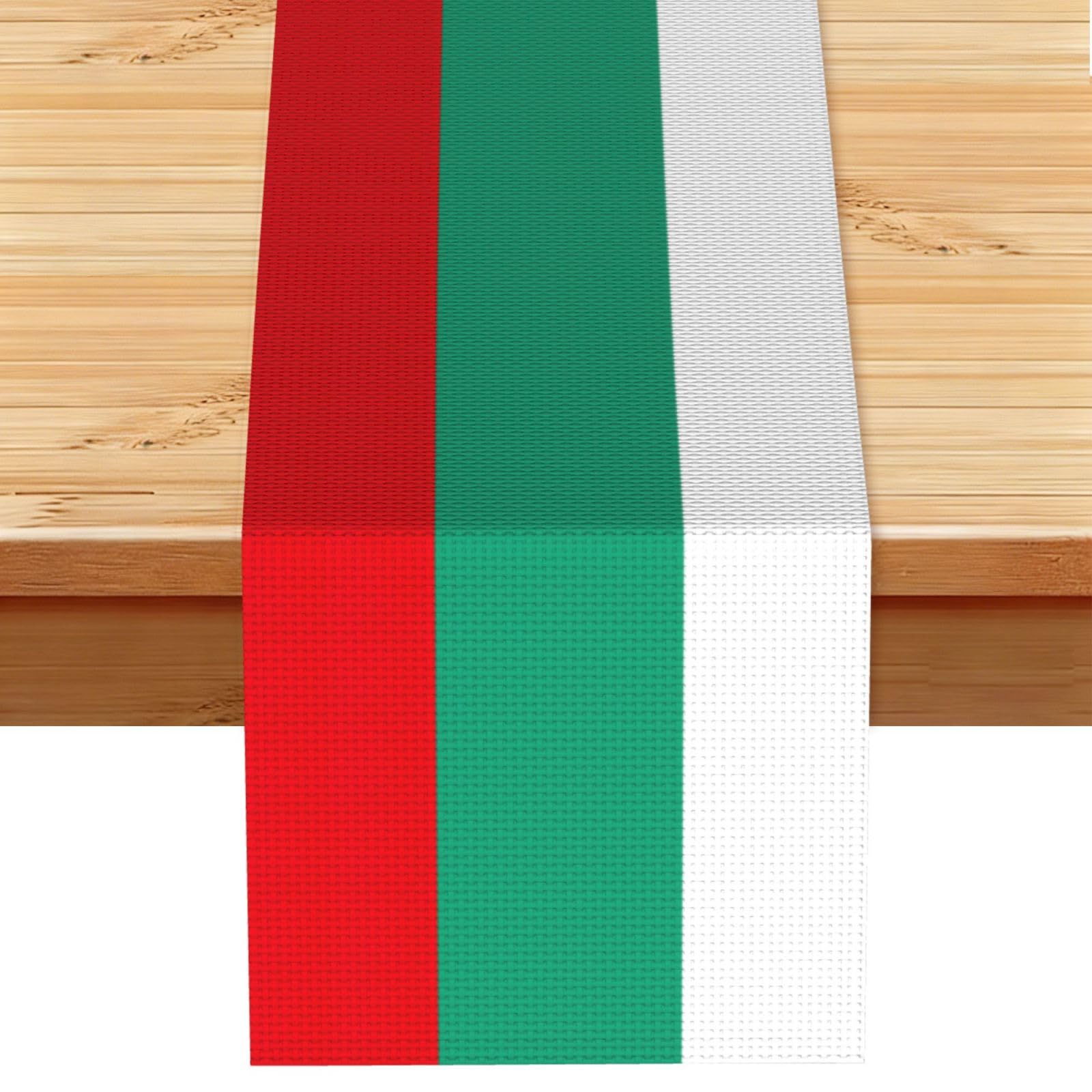 Bulgarian Flag Printed Dining Table Runner 13x72 Inch, Non-Fading Decor for Kitchen Dresser Fireplace Mantel