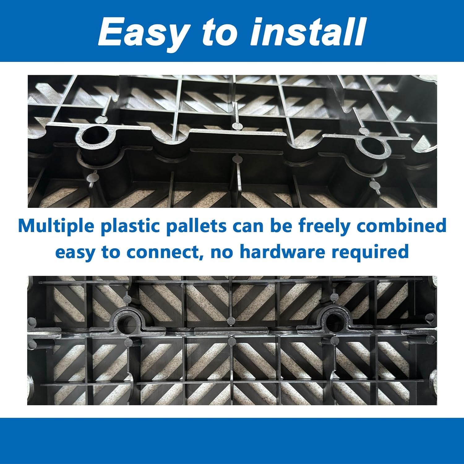 4 pezzi Pallet in plastica leggero, 60x30 cm Pallet resistente all'umidità con griglia di ventilazione, per garage, cucina, cantina