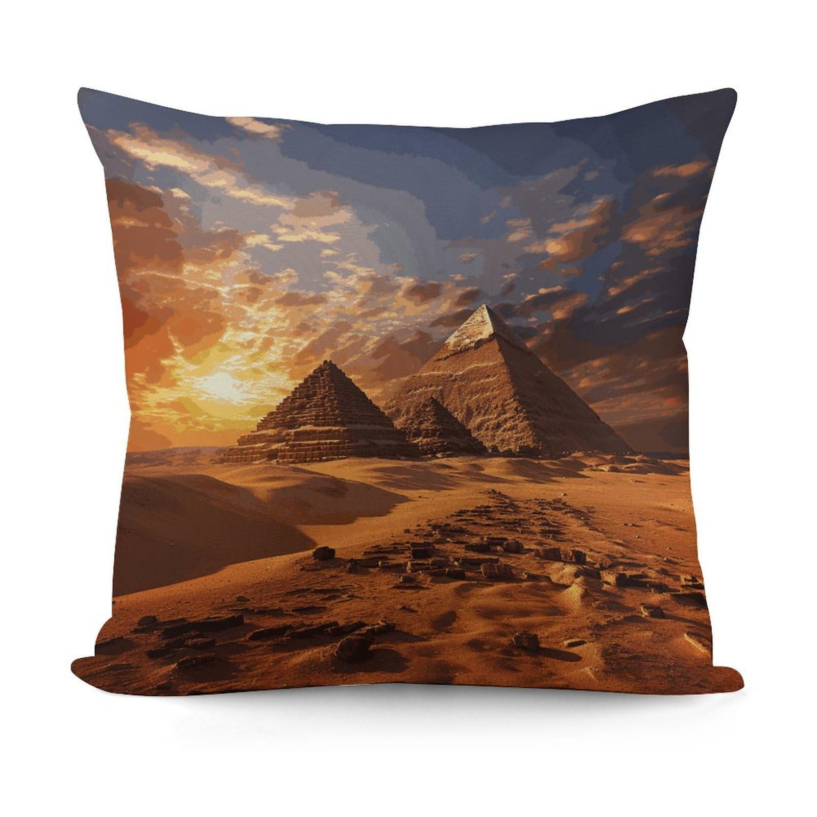 VstaDank Egyptian Pyramids Pillow Covers Soft Plush Decorative Square Pillow Cover Modern Breathable Pillowcases Pillowcase with Invisible Zipper 18x18 Inches for Sofa Living Room