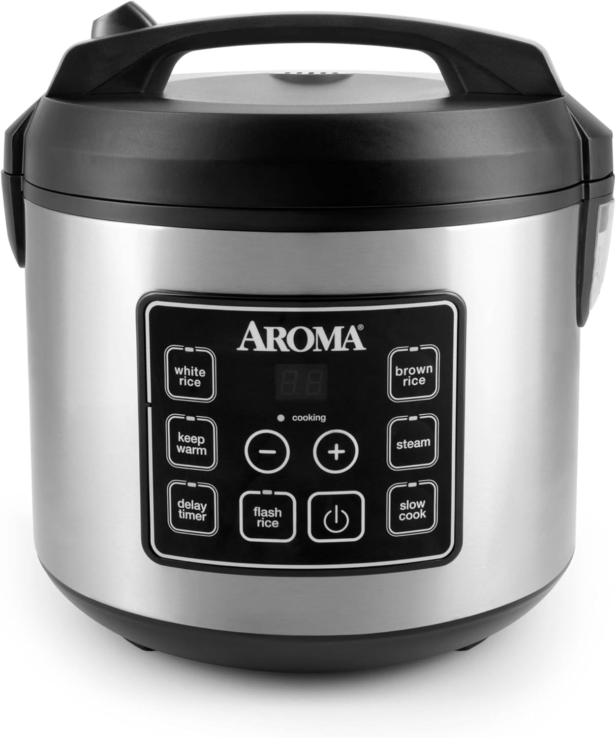 AROMA® 20-Cup (Cooked) / 10-Cup (Uncooked) Digital Rice Cooker, Multicooker, Slow Cooker, Steamer, Flash Rice, Keep Warm, Sensor Logic® Technology, Stainless Steel Exterior AROMA® 20-Cup (Cooked) / 10-Cup (Uncooked) Digital Rice Cooker, Multicooker, Slow Cooker, Steamer, Flash Rice, Keep Warm, Sensor Logic® Technology, Stainless Steel Exterior
