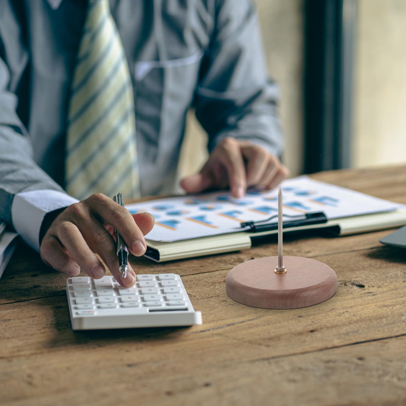 Operitacx 5pezzi Supporto Ricevute Di Noce Con Punta Organizzatore Per Controlli e Fatture Da Scrivania Per Uffici e Ristoranti Memorizzazione Efficiente Di Documenti