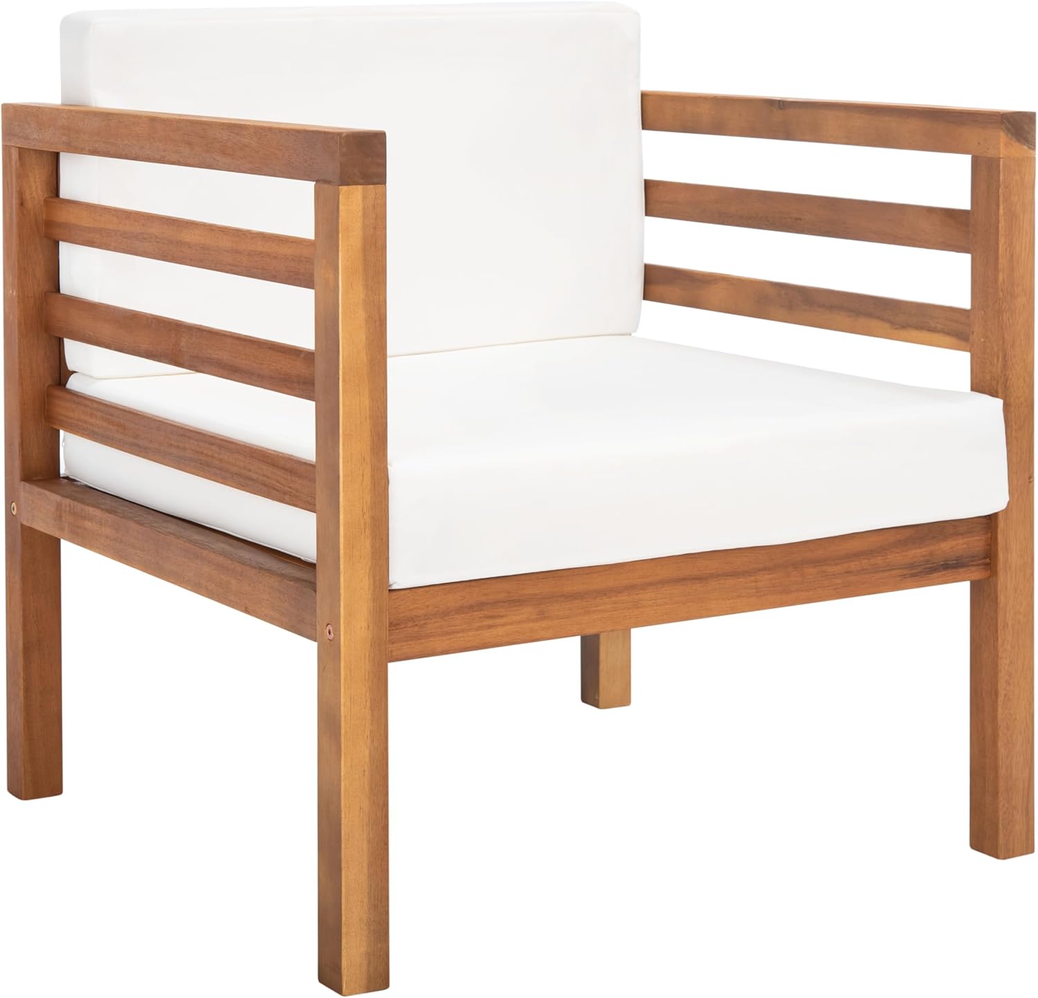 SAFAVIEH Outdoor Collection Kinnell Natural/Beige Cushion Accent Arm Chair