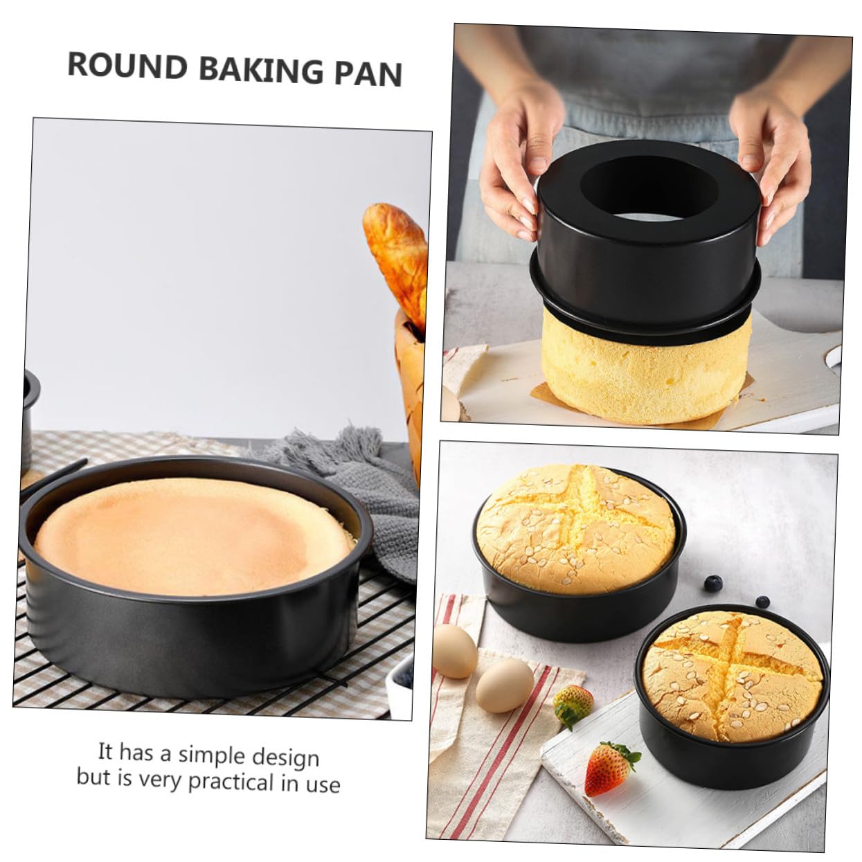 Artibetter 3 Stück Teiliges Backform mit Abnehmbarem Boden Kohlenstoffstahl Kuchenform mit Antihaftbeschichtung Wiederverwendbare Tarteform für Käsekuchen Mousse Gebäck Einfache Reinigung