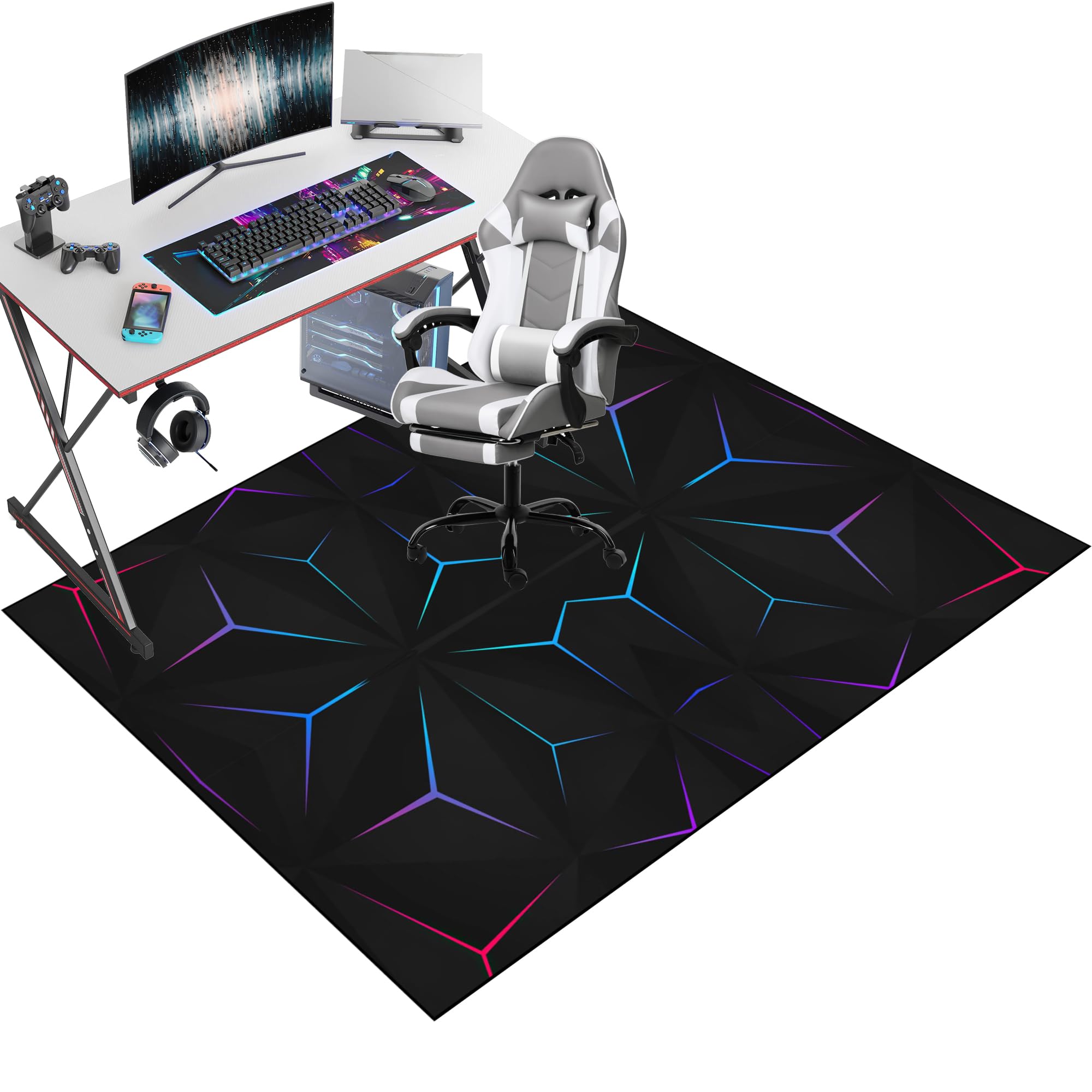 Office Gaming Chair Mat for Hard Floor, Floor Protector for Rolling Chair, Office Gaming Rug Protector for Rolling Chair, Non-slip 120 x 150 cm Floor Protection Mat for Gaming Room Home Office Decor