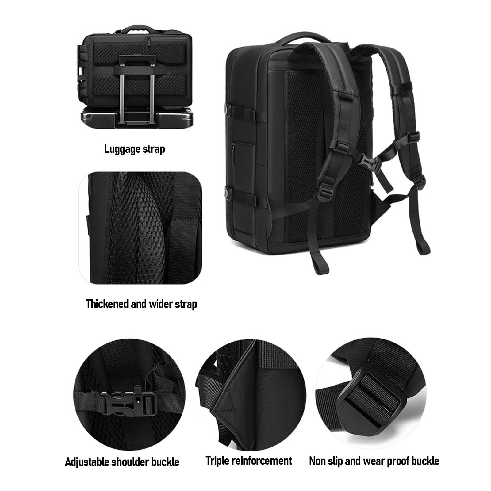 Plecak Kompresyjny Próżniowy Vacuum Travel 40L, Rozszerzalny, Zatwierdzony do Transportu w Samolocie, z Portem USB, Kieszeniami na Mokre Rzeczy i przegrodą na Buty, dla Męż