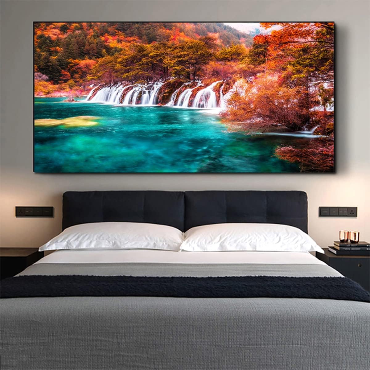 Instarry DIY 5D Diamond Painting Large Size Full Drill Autumn Waterfall Crystal Embroidery Modern Home Decor Arts and Crafts 31.5x15.7 inch