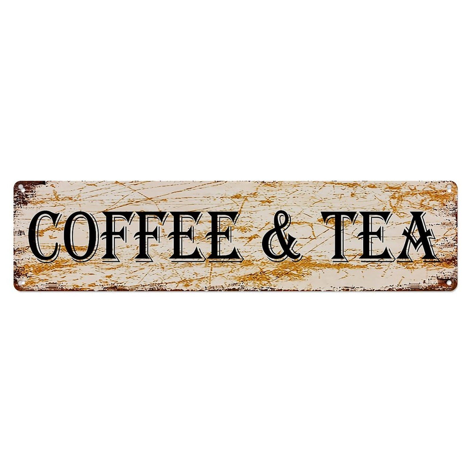 Coffee And Tea Sign Tin Sign Metal Poster Vintage Metal Signs for Home Man Cave Bar Cafe Kitchen laundry room Wall Decorations 4x16 inches