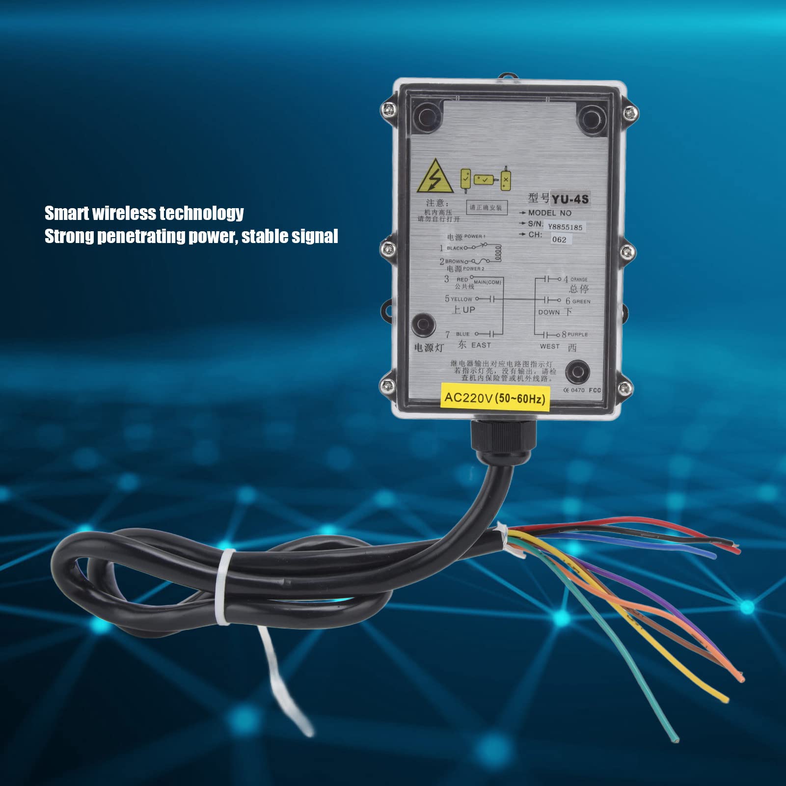 Telecomando per Gru di Sollevamento, Kit Trasmettitore Radiocomando per Paranco Elettrico a Canale Industriale a Maniglia Singola, Telecomando per Gru Senza Fili per Gru di Sollevamento(AC 380V)